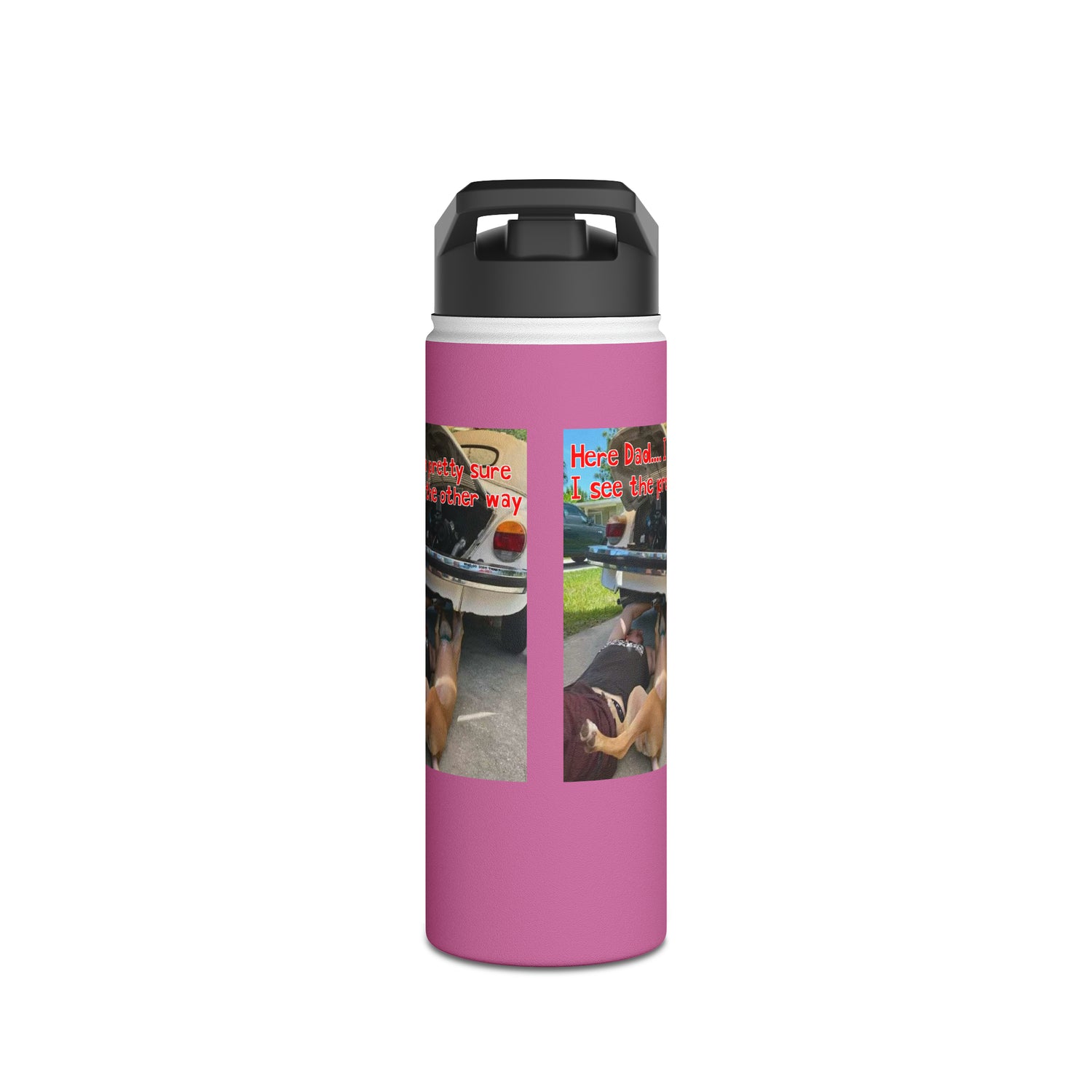 VW Helper   Pink Stainless Steel Water Bottle, Standard Lid