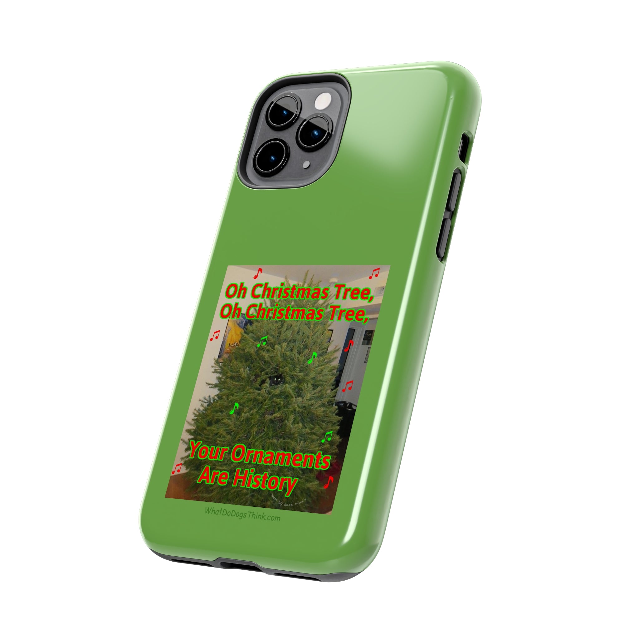 Christmas Tree Cat Green  Tough Phone Cases