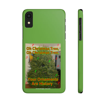 Christmas Tree Cat      Green Slim Phone Case